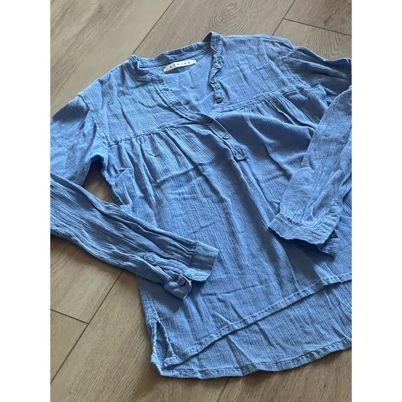 Xirena Blue Cotton Gauze Casual Tunic Shirt Top - Picture 4 of 6